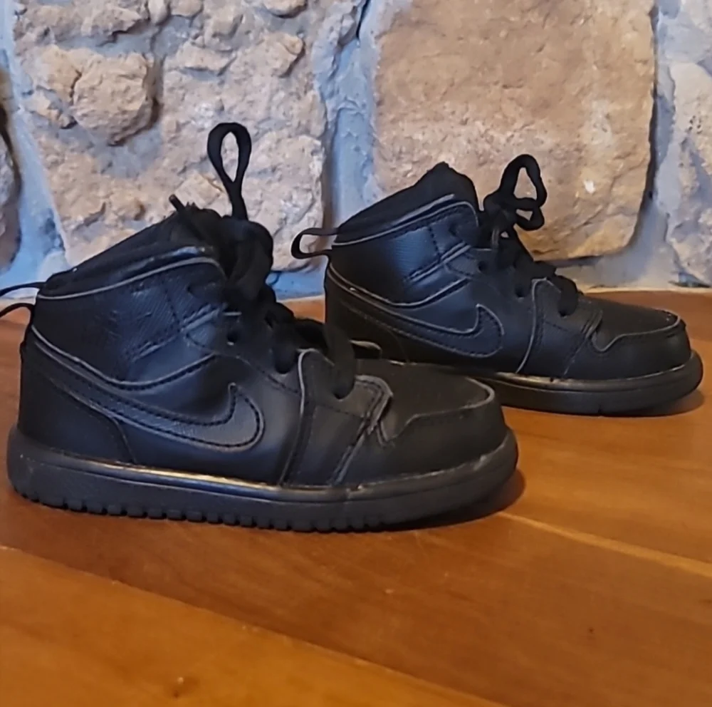 NIKE INFANT TODDLER 7C JORDAN 1 MID FLEX (TD) 554727-010 BLACK/BLACK-BLACK SHOES